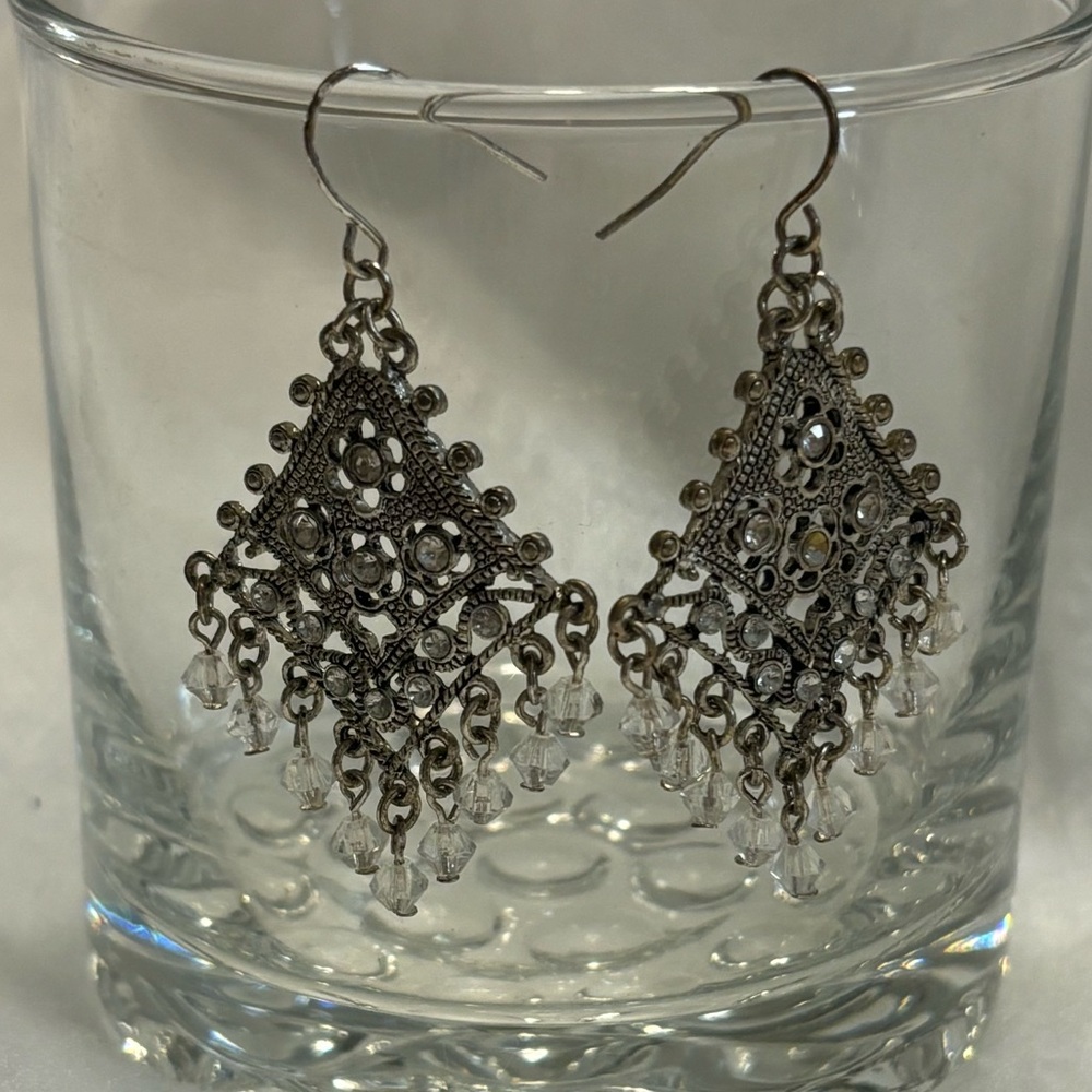 Vintage Chandelier Beaded Earrings Art Deco EUC - Picture 4 of 11
